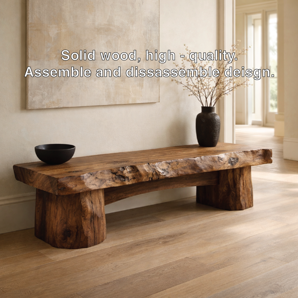 Rustic Entryway Bench Live Edge Hallway Seat Farmhouse Console Style Furniture - view 6 of 7