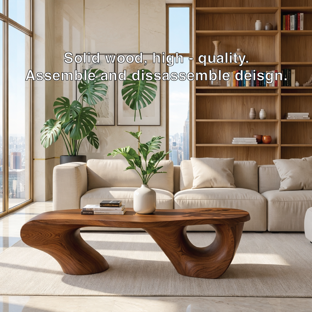 Organic Sculptural Coffee Table with Artistic Base, Modern Minimalist Living Room Table - view 7 of 7