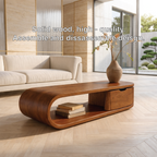 Modern Storage Coffee Table with Drawer and Open Shelf, Minimalist Living Room Table - view 5 of 7