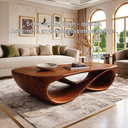 Elegant Wooden Coffee Table with Stylish Curved Design - view 6 of 7
