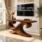 Solid Wood Console Table with Sculpted Curved Base, Artistic Modern Design - view 5 of 7