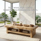 Rustic Solid Wood Coffee Table with Live Edge Top and Open Storage Shelf - view 7 of 7