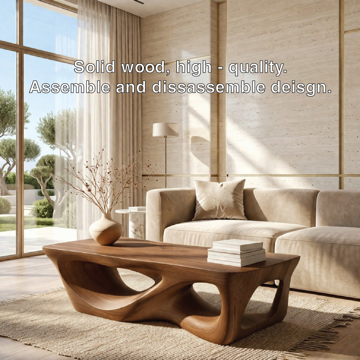 Organic Sculptural Coffee Table with Openwork Base, Modern Living Room Centerpiece - view 6 of 7