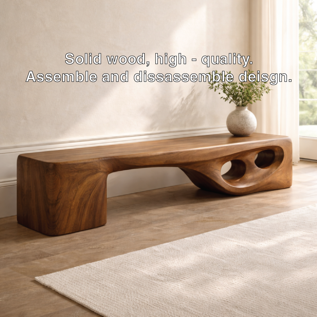 Modern Entryway Bench Sculptural Curved Hallway Seat Organic Statement Furniture - view 6 of 7