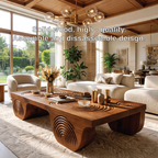 Artistic Wooden Coffee Table with Unique Carved Design - view 6 of 7