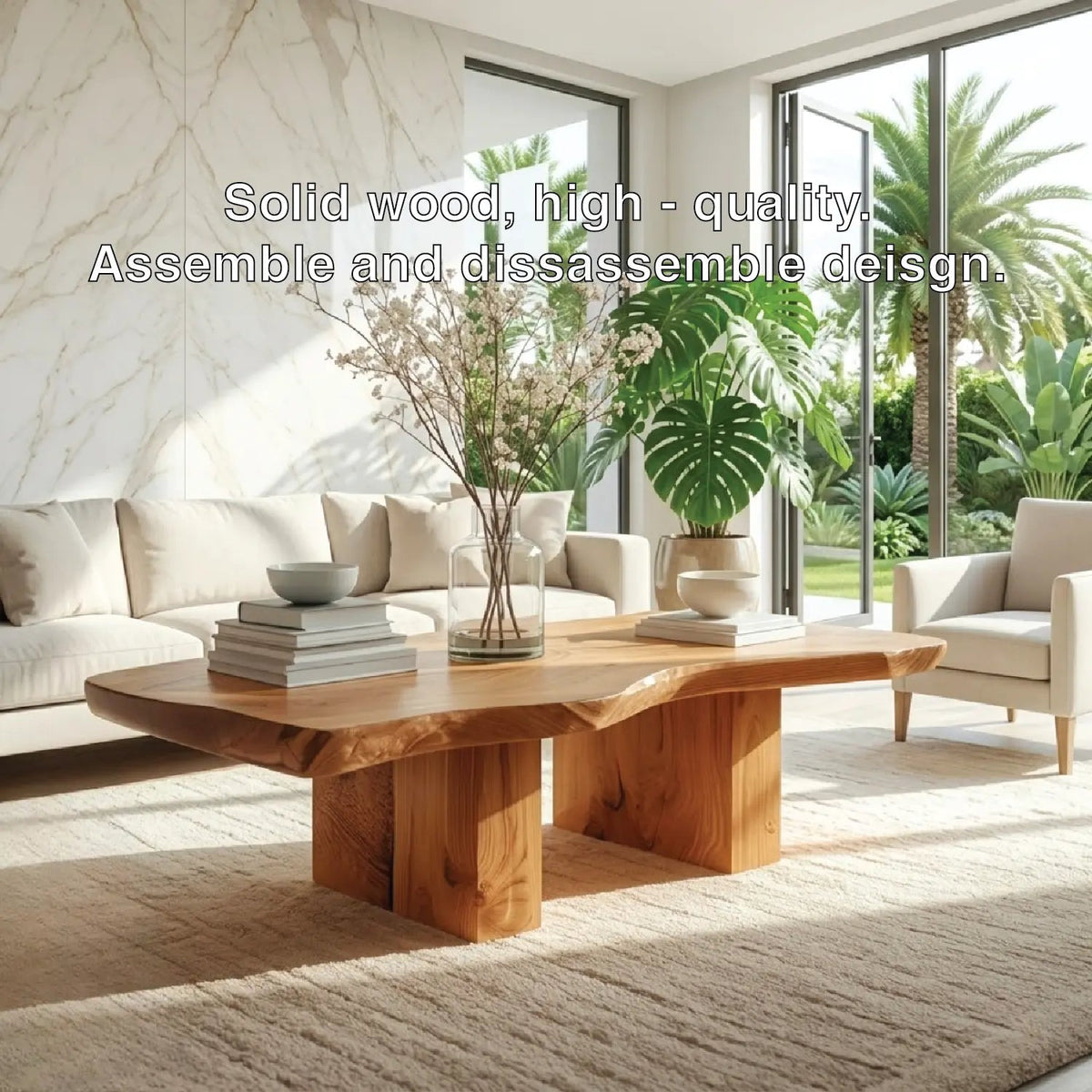 Handcrafted Natural Wood Coffee Table with Sculptural Design - view 6 of 7