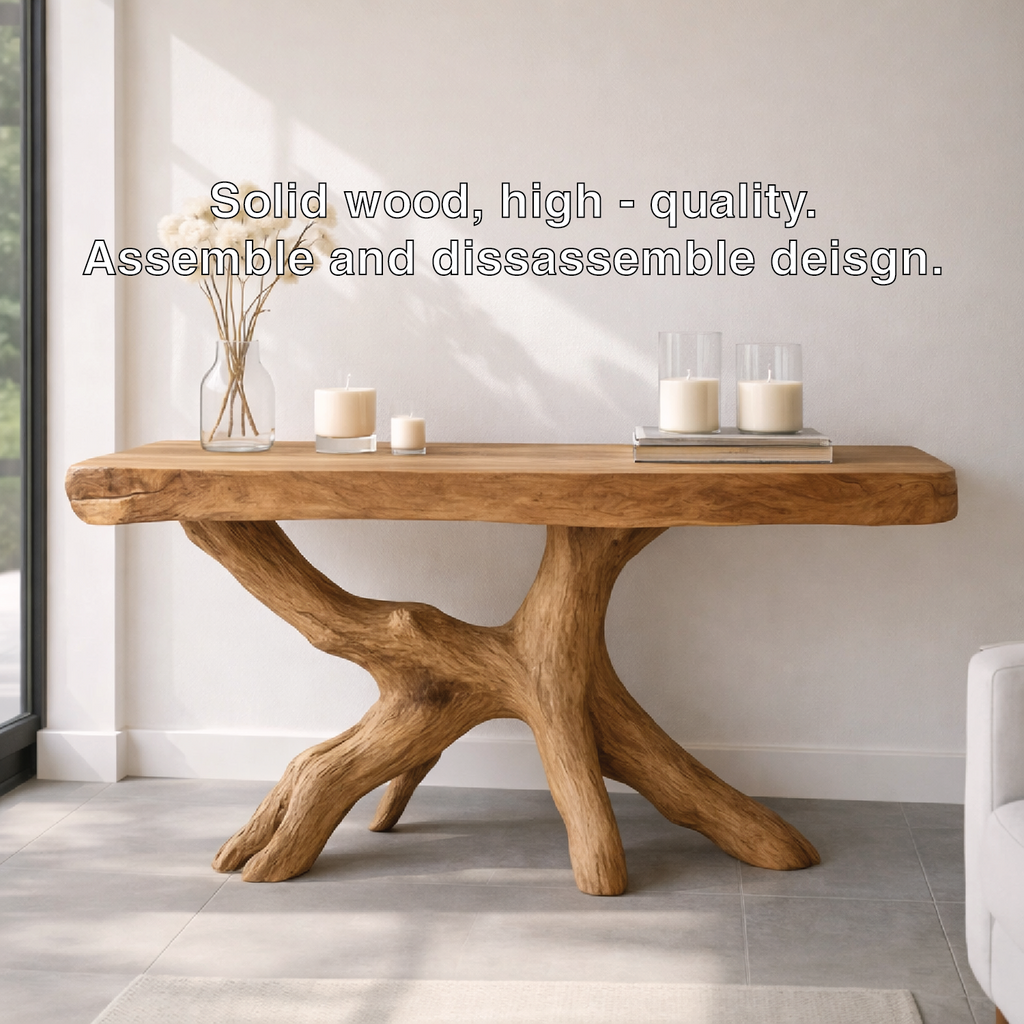 Rustic Solid Wood Console Table, Natural Tree Root Base Entryway Hallway Statement Furniture - view 3 of 7