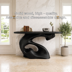 Solid Wood Console Table with Sculpted Organic Base, Artistic Modern Design - view 5 of 7