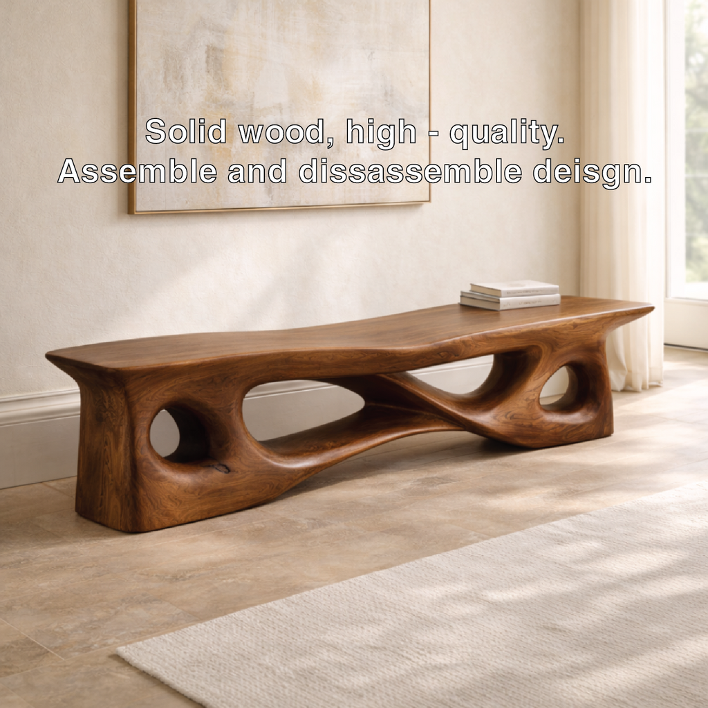 Sculptural Entryway Bench Organic Curved Hallway Seat Statement Minimalist Furniture - view 5 of 7