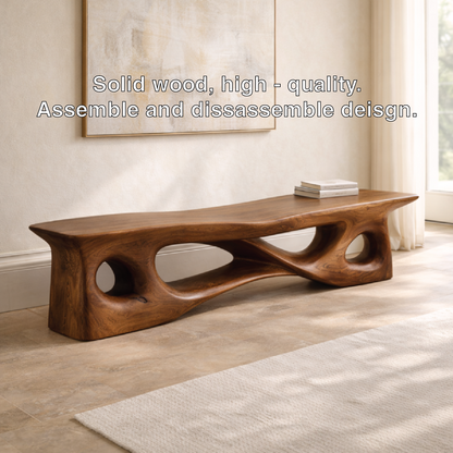 Sculptural Entryway Bench Organic Curved Hallway Seat Statement Minimalist Furniture - view 5 of 7
