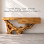 Rustic Solid Wood Console Table With Drawers, Tree Root Base Entryway Hallway Furniture - view 3 of 7