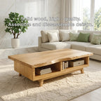 Handcrafted Walnut Coffee Table with Storage, Natural Wood Living Room Furniture - view 6 of 7