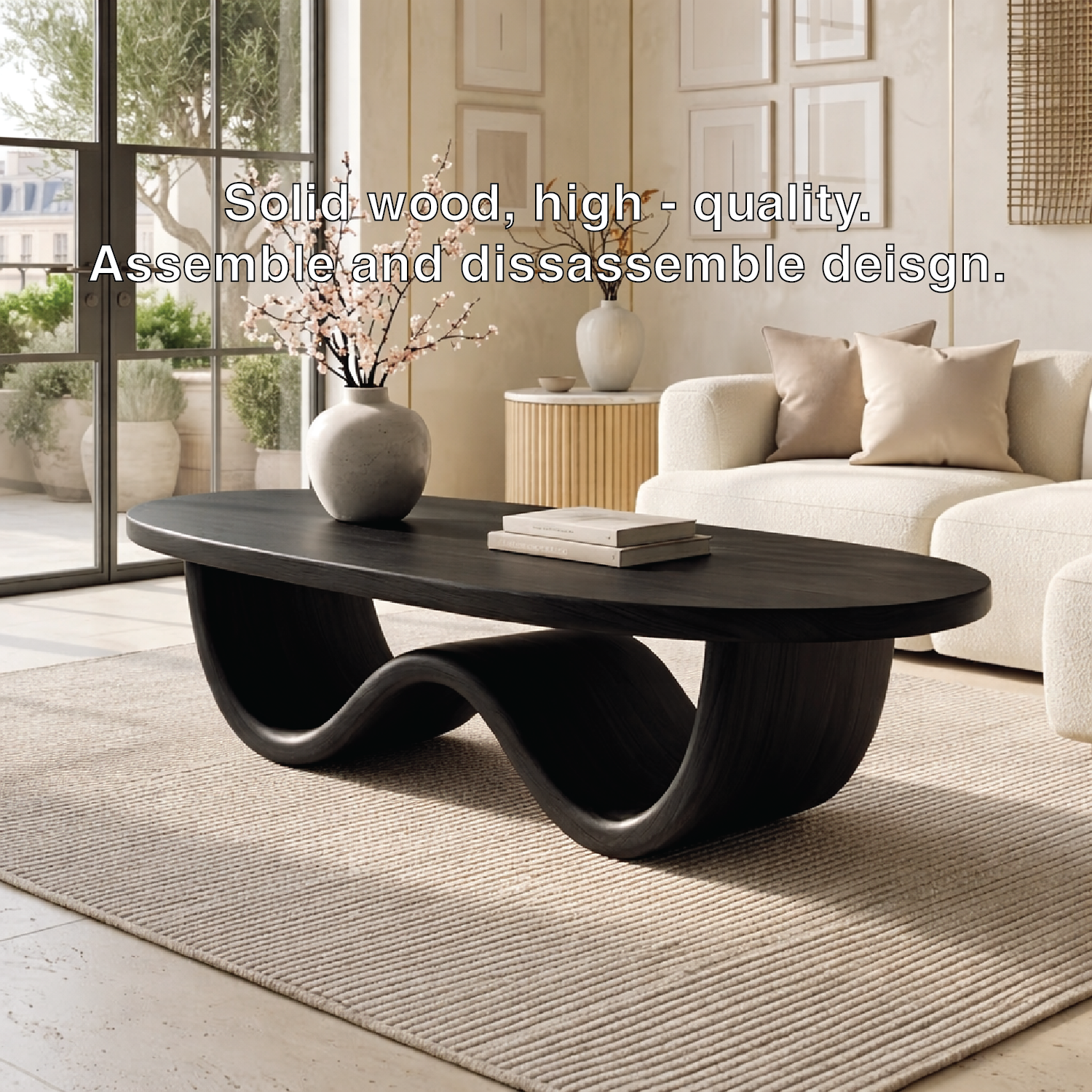 Sculptural Wooden Coffee Table with Elegant Curved Design - view 6 of 7