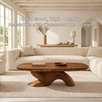 Organic Sculptural Coffee Table with Oval Top, Modern Minimalist Living Room Centerpiece - view 7 of 7