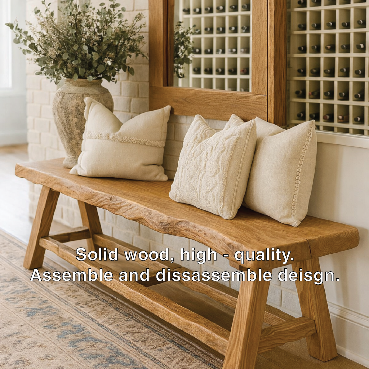 Live Edge Solid Wood Bench, Rustic Handmade Entryway and Dining Seat - view 4 of 7