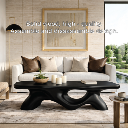 Unique Wooden Coffee Table with Curved Design for Living Room - view 6 of 7