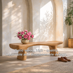 Modern Sculptural Black Wood Bench, Minimalist Statement Seating - view 4 of 7