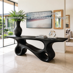 Solid Wood Console Table with Sculpted Curved Design, Modern Minimalist Furniture - view 5 of 7