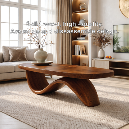 Elegant Wooden Coffee Table with Curved Wavy Design - view 5 of 7