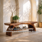 Sculptural Solid Wood Entryway Bench with Open Shoe Shelf - view 7 of 7