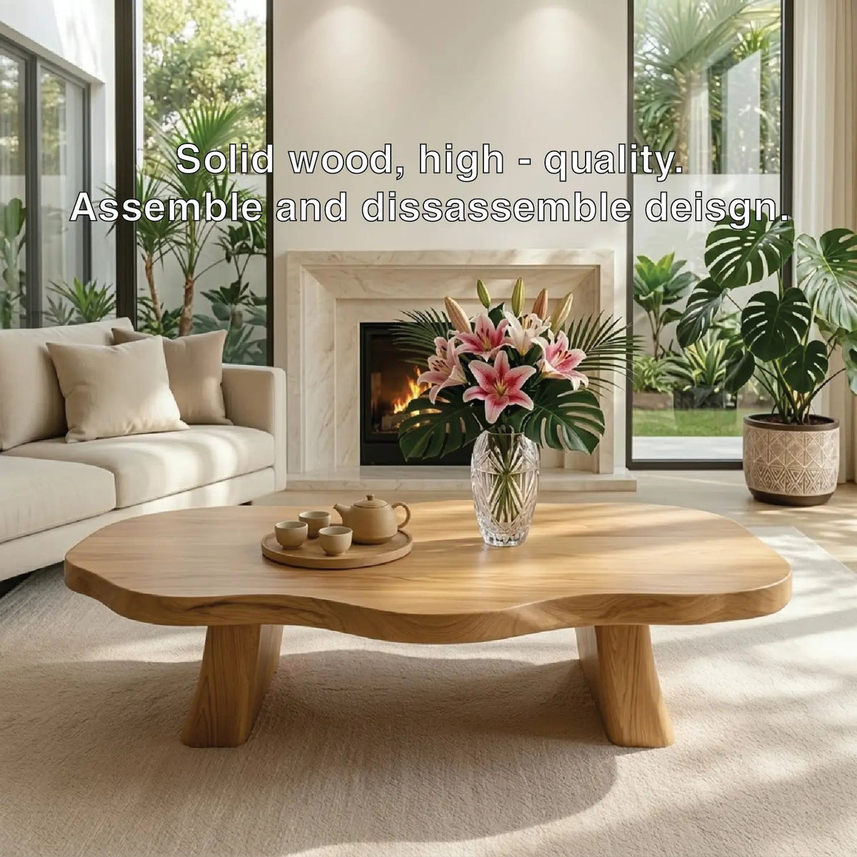 Elegant Live Edge Wooden Coffee Table, Modern and Stylish Living Room Furniture - view 6 of 7