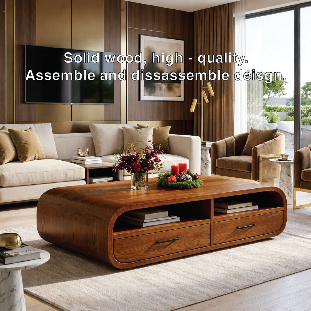 Modern Wooden Coffee Table with Drawers and Storage Space - view 7 of 7