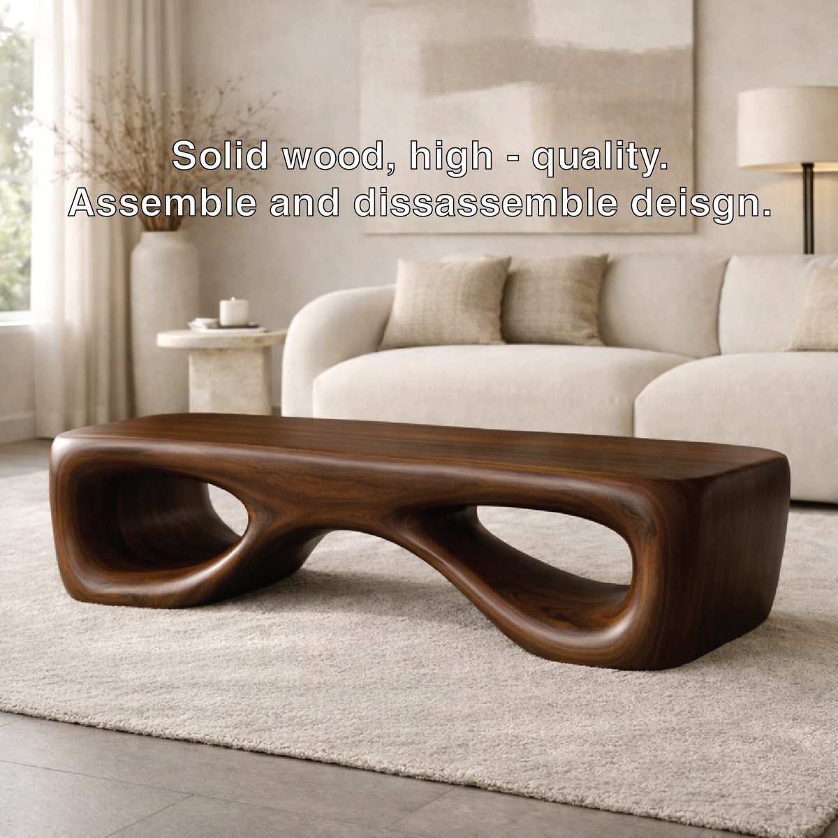 Modern Sculptural Wooden Entryway Bench, Curved Hallway Seating for Luxury Homes - view 7 of 7