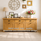 Solid Wood Sideboard Console Table with Drawers and Cabinet, Farmhouse Wood Buffet Storage Cabinet - view 3 of 7