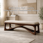 Modern Upholstered Wooden Entryway Bench, Sculptural Hallway Seating for Luxury Homes - view 7 of 7