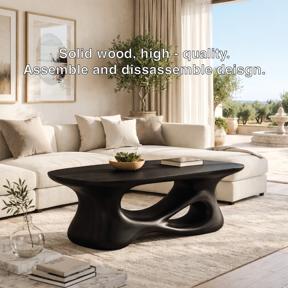 Sculptural Wooden Coffee Table with Curved Modern Design - view 6 of 7