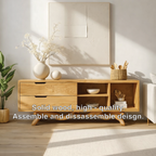 Modern Solid Wood Sideboard with Sculptural Base, Mid Century Storage Cabinet - view 3 of 8