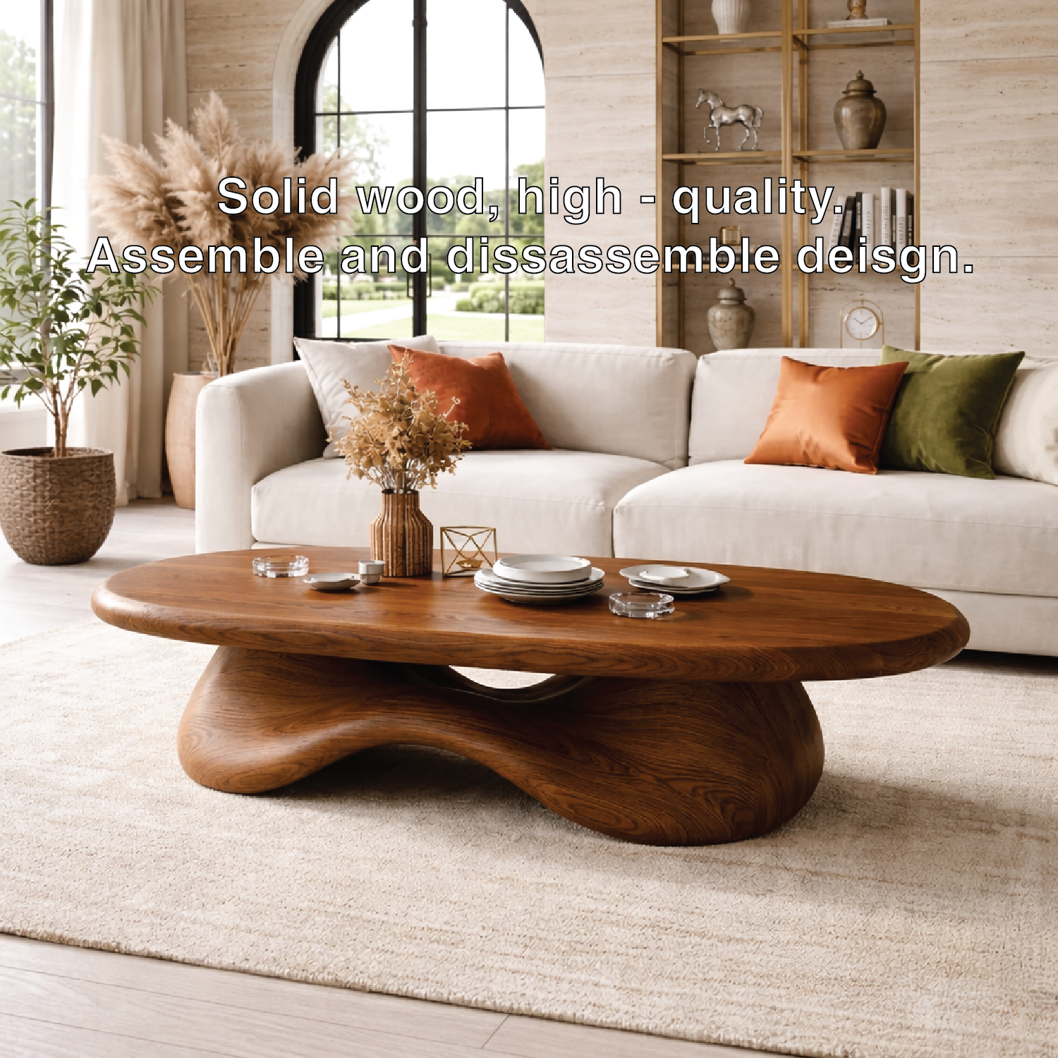 Modern Wooden Coffee Table with Elegant Curved Design - view 7 of 7