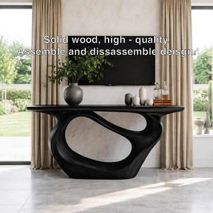 Solid Wood Console Table with Organic Curved Base, Modern Artistic Design - view 7 of 7