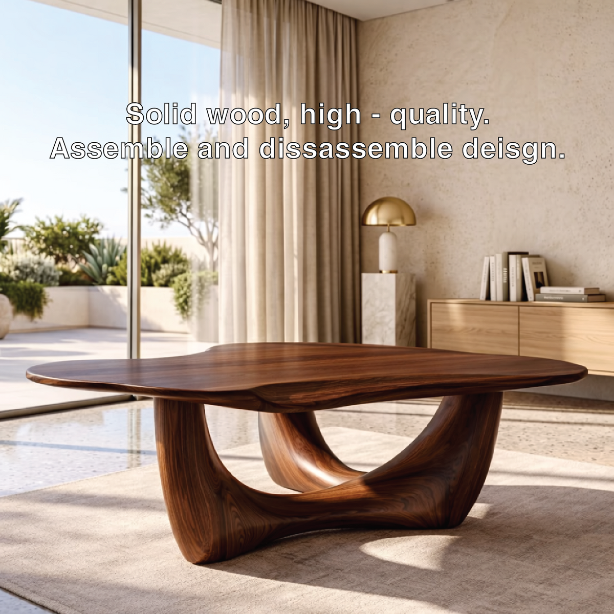 Organic Sculptural Coffee Table with Wave Base, Modern Minimalist Living Room Table - view 7 of 7