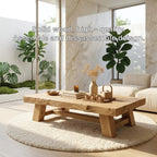 Handcrafted Solid Wood Coffee Table, Rustic Style with Geometric Legs - view 6 of 7