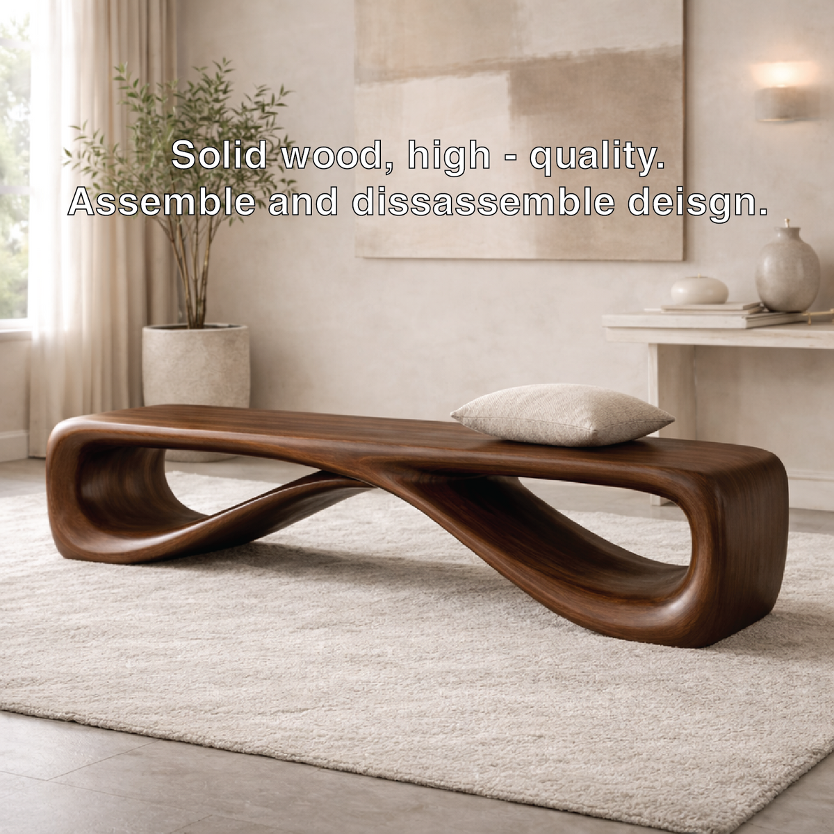 Contemporary Sculptural Entryway Bench, Curved Hallway Seating for Luxury Interiors - view 7 of 7