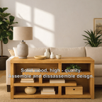 Modern Wood Console Table, Mid Century Media Console Cabinet with Open Storage Shelves - view 3 of 7