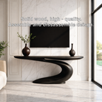 Solid Wood Console Table with Sculpted Curved Base, Modern Artistic Design - view 7 of 7