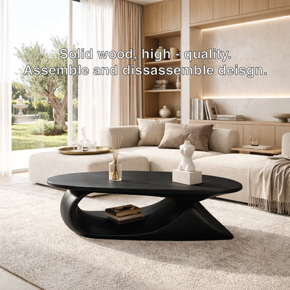 Elegant Wooden Coffee Table with Curved Modern Design - view 5 of 7