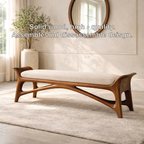 Modern Upholstered Entryway Bench, Luxury Sculptural Hallway Seat with Curved Frame - view 7 of 7
