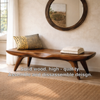 Live Edge Solid Wood Bench, Sculpted Rustic Entryway Hallway Seating - view 4 of 7