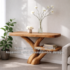 Handcrafted Tree Console Table – Solid Wood Entryway Table with Natural Root Design and Floating Shelf - view 3 of 7