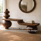 Sculptural Solid Wood Bench, Modern Artistic Entryway Statement Seating - view 3 of 7