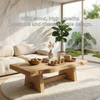 Solid Wood Coffee Table with Unique Design and Spacious Storage Shelf for Living Room - view 6 of 7