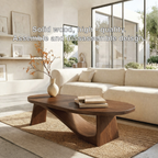 Modern Oval Coffee Table with Sculptural Base, Minimalist Living Room Centerpiece - view 6 of 7
