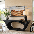 Solid Wood Console Table with Sculpted Open Base, Modern Organic Design - view 5 of 7