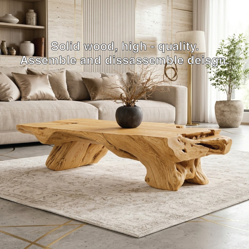 Rustic Wooden Coffee Table with Unique Organic Design - view 5 of 7