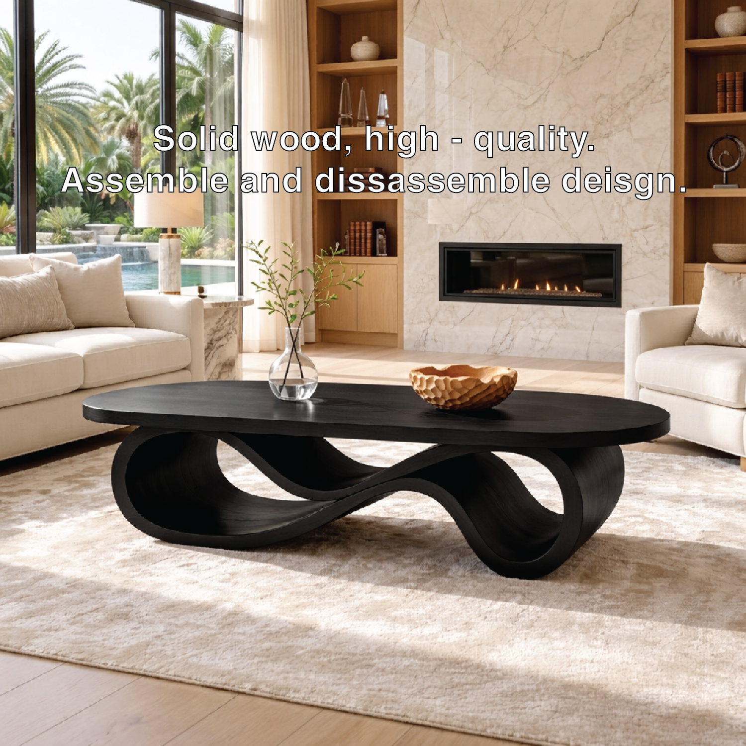 Modern Wooden Coffee Table with Unique Infinity Shape Design - view 5 of 7