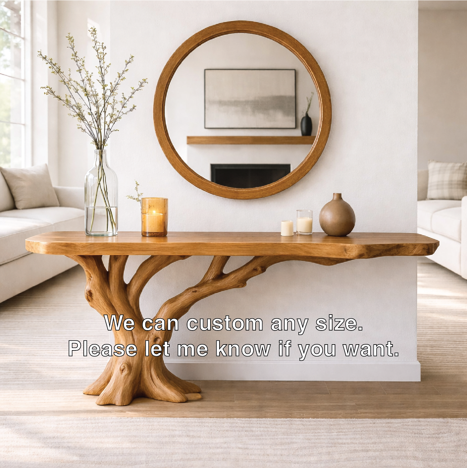 Tree Root Solid Wood Console Table, Organic Sculptural Entryway Table - view 4 of 7