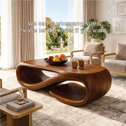 Sculptural Wooden Coffee Table with Modern Curved Design - view 5 of 7